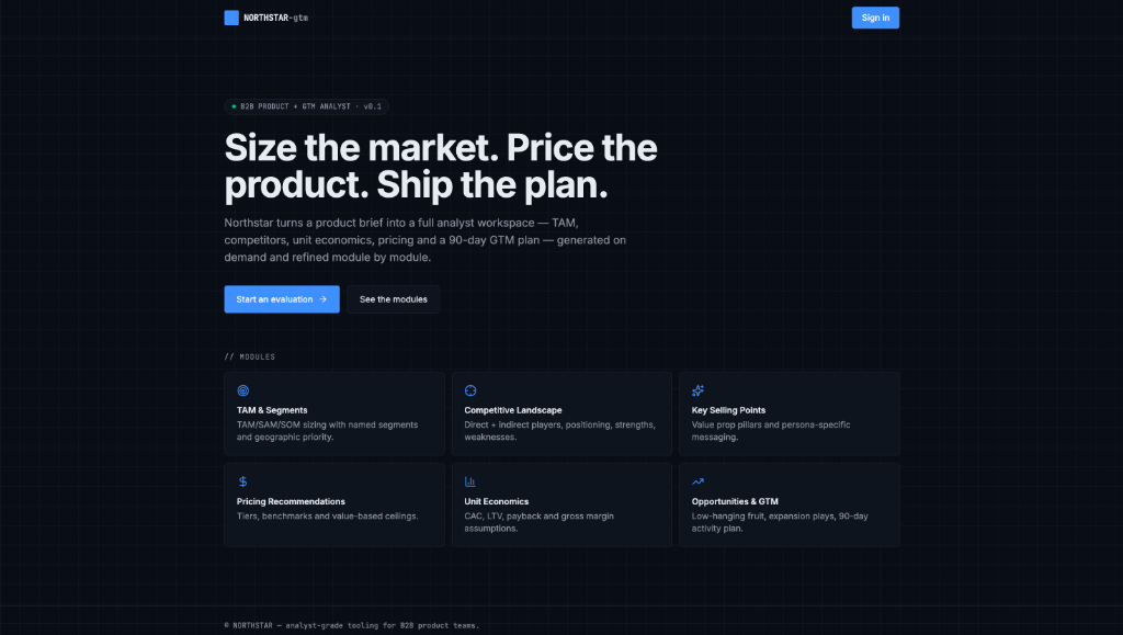 Northstar Landing Page UI